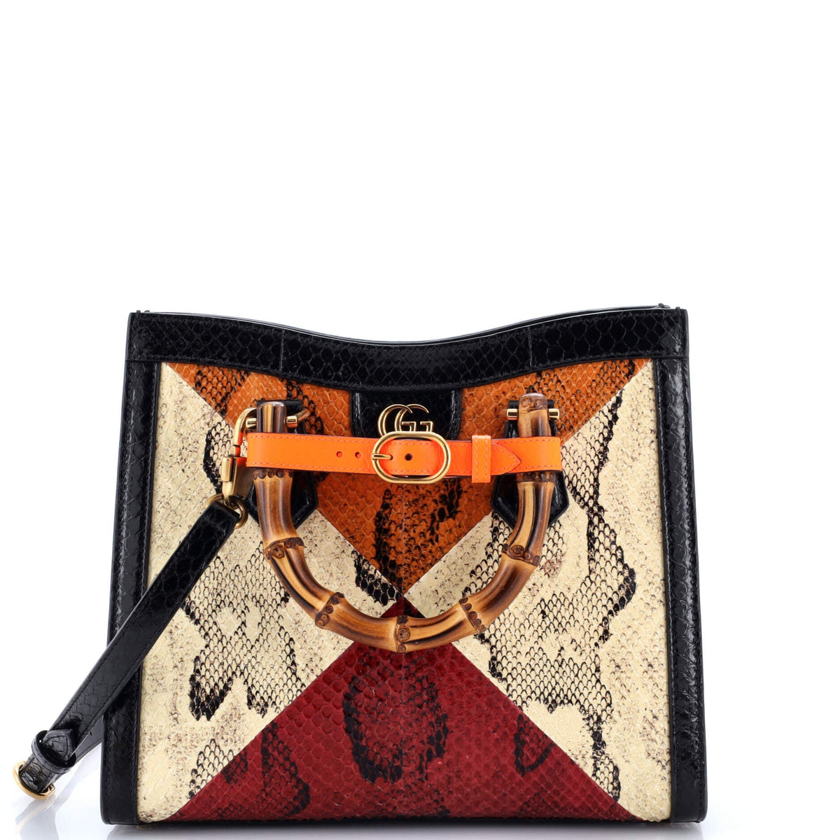 Gucci Diana NM Bamboo Handle Tote Python Small
