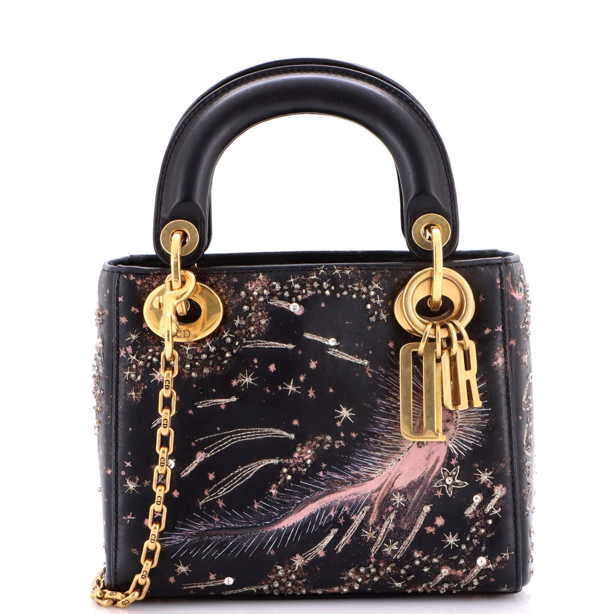 Christian Dior Lady Dior Chain Bag Embroidered Calfskin Mini