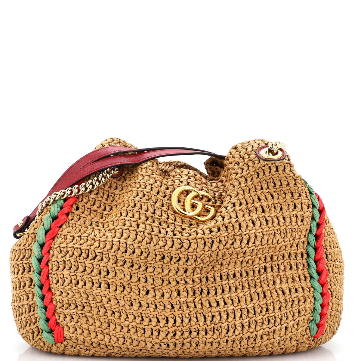 Gucci GG Marmont Chain Tote Raffia Large