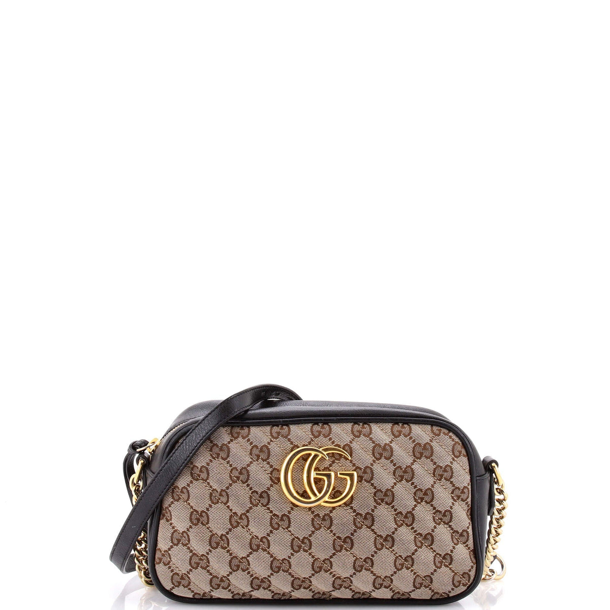 Gucci GG Marmont Shoulder Bag Diagonal Quilted GG Canvas with Leather Small