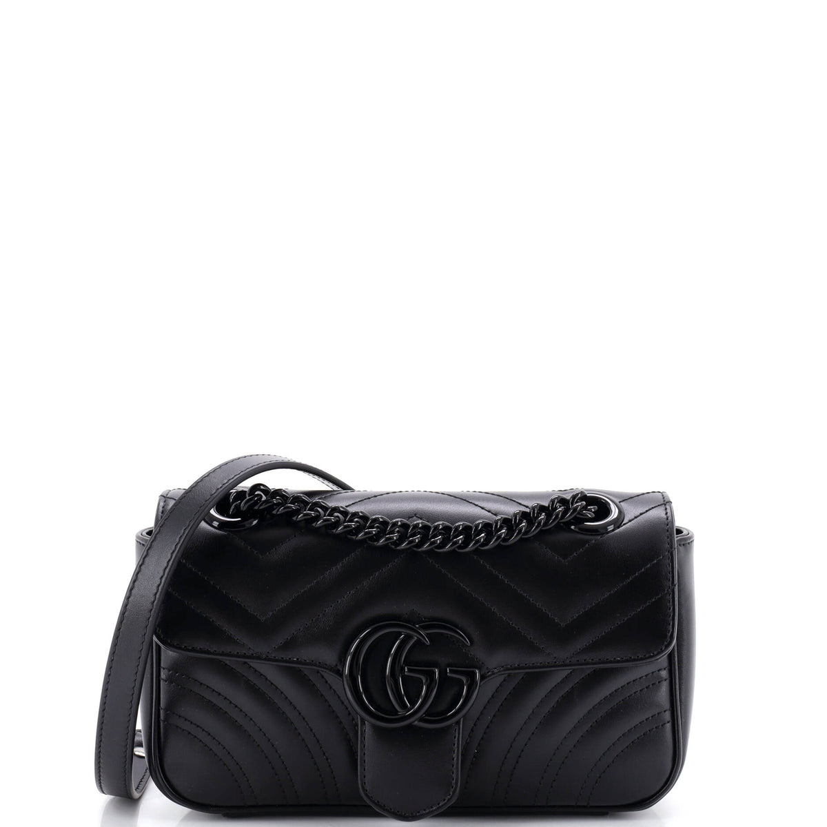 Gucci GG Marmont Monochrome Flap Bag Matelasse Leather Small