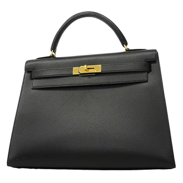 Hermes Kelly Handbag Black Ardennes with Gold Hardware 32
