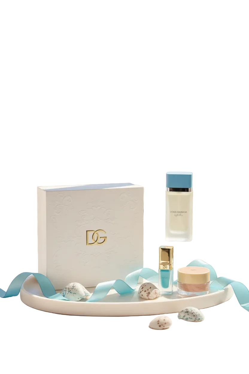 Light Blue Beauty Set Coastal Vanity Styling