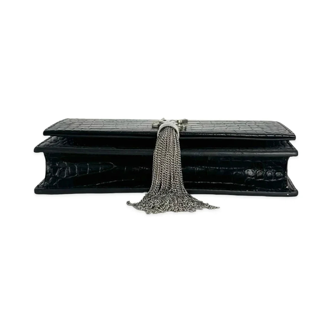 SAINT LAURENT  Croc Embossed Kate Tassel Chain Wallet