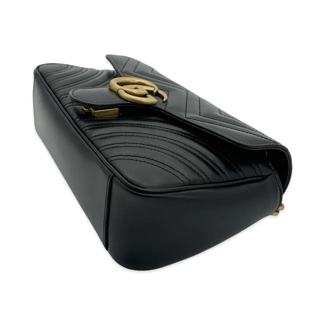 GUCCI  Quilted Leather GG Marmont Small Flap Chain Bag