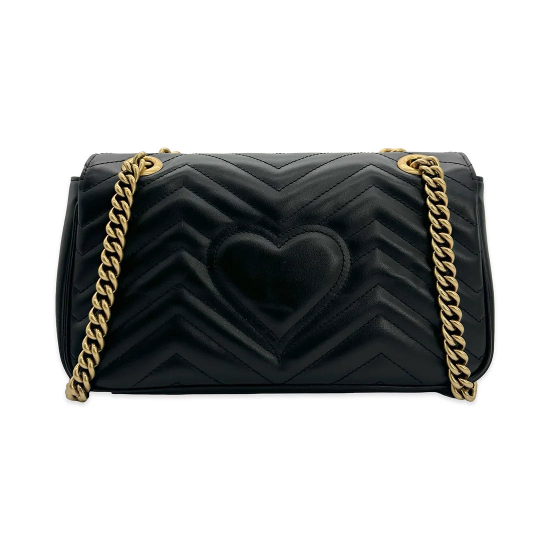GUCCI  Quilted Leather GG Marmont Small Flap Chain Bag