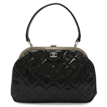 Chanel Vintage CC Frame Top Handle Bag Quilted Patent Small