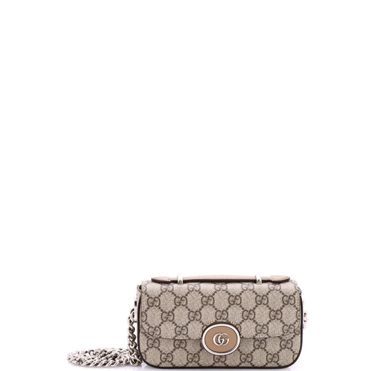 Gucci Petite GG Flap Shoulder Bag GG Coated Canvas Mini
