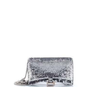Hourglass Chain Wallet Leather with Sequins