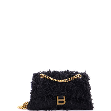 Crush Chain Flap Bag Fabric Feathers Small