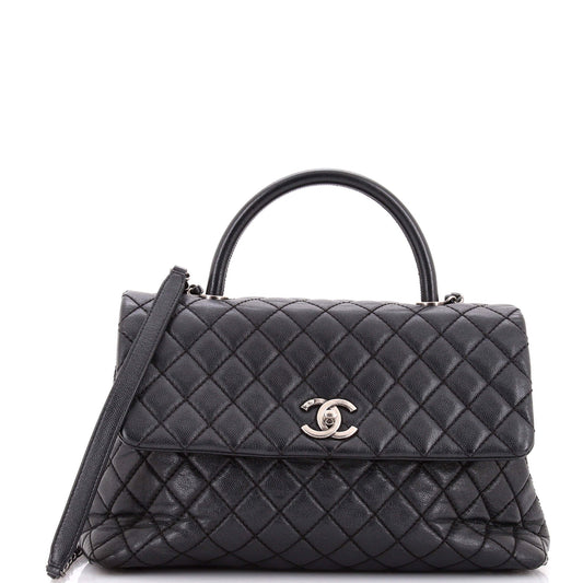 Chanel Coco Top Handle Bag Quilted Caviar Medium