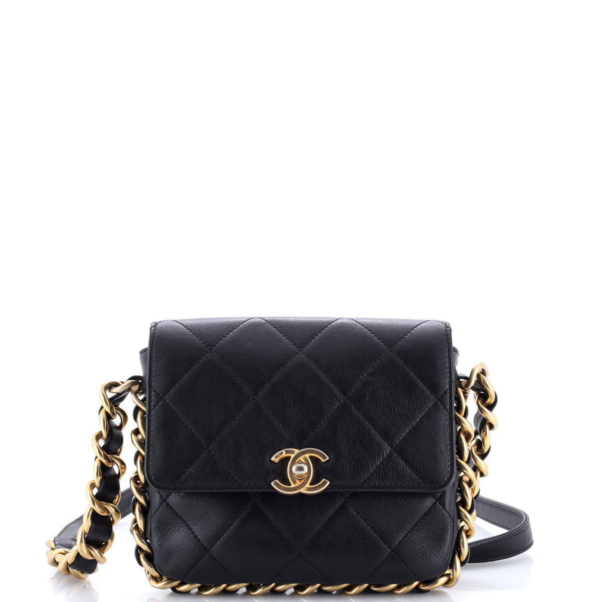 Chanel Framing Chain Flap Bag Quilted Calfskin Small