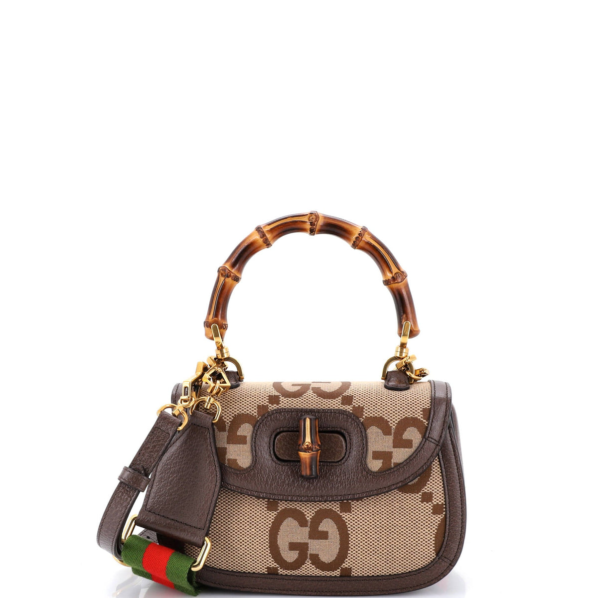 Gucci Bamboo 1947 Top Handle Bag Jumbo GG Canvas Small