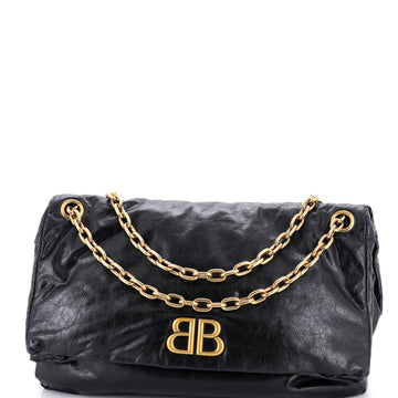 Monaco Chain Flap Shoulder Bag Leather Large