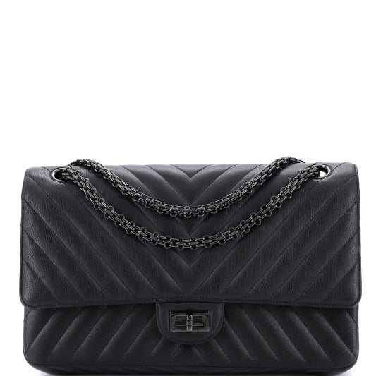 Chanel So Black Reissue 2.55 Flap Bag Chevron Sheepskin 226