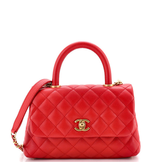 Chanel Coco Top Handle Bag Quilted Caviar Mini
