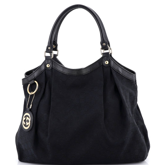Gucci Sukey Tote GG Canvas with Leather Large