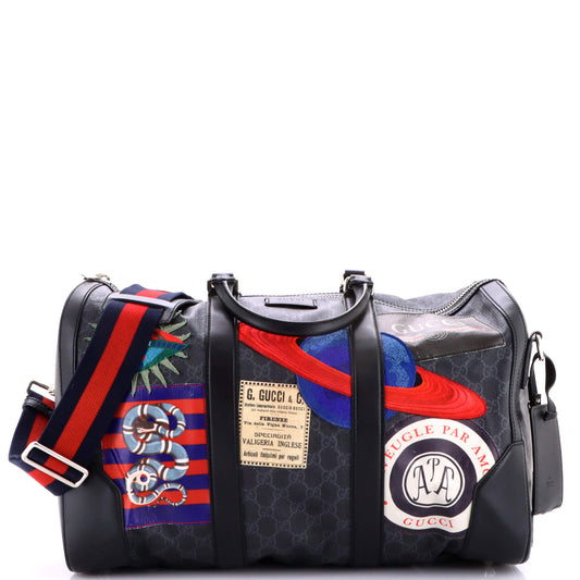 Gucci Night Courrier Carry On Convertible Duffle GG Coated Canvas with Applique Small