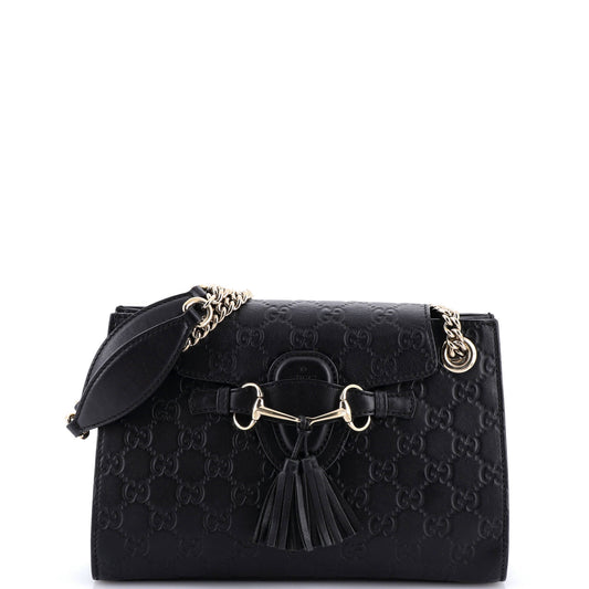 Emily Chain Flap Shoulder Bag Guccissima Leather Small
