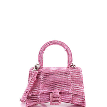 Hourglass Top Handle Bag Suede with Crystals XS