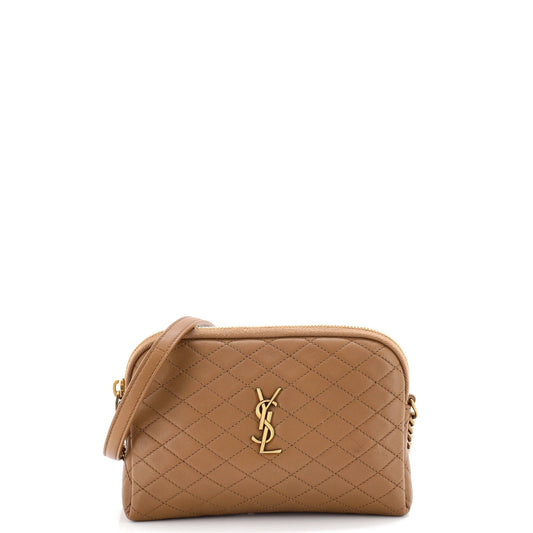Saint Laurent Gaby Zipped Pouch Crossbody Quilted Leather