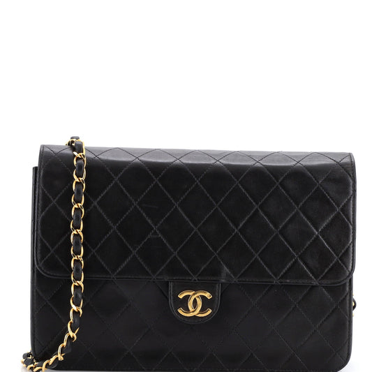Chanel Vintage Clutch with Chain Quilted Leather Medium