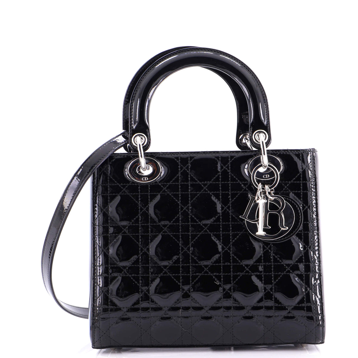 Christian Dior Lady Dior Bag Cannage Quilt Patent Medium