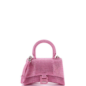 Hourglass Top Handle Bag Suede with Crystals XS