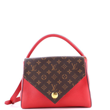 Double V Handbag Calfskin with Monogram Canvas