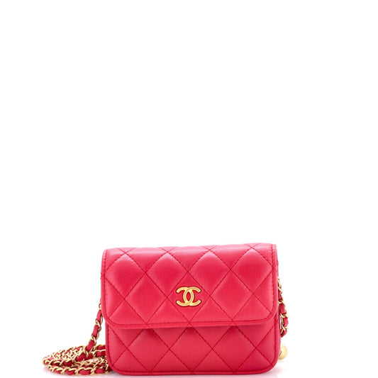 Chanel Pearl Crush Flap Clutch with Chain Quilted Lambskin Mini
