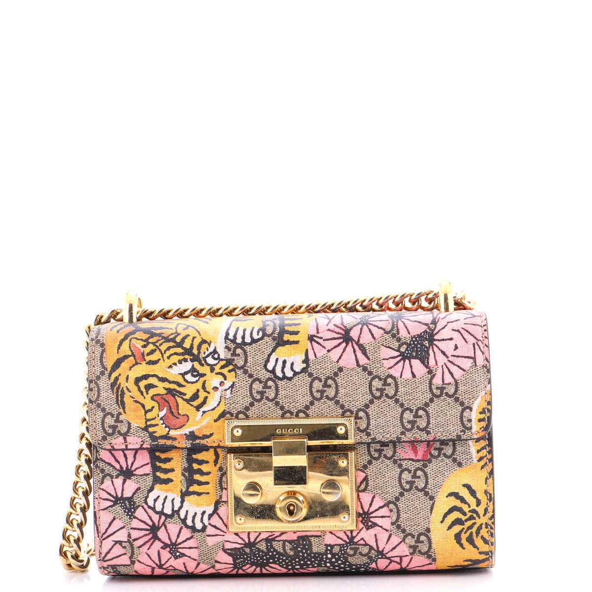 Gucci Padlock Shoulder Bag Bengal Print GG Coated Canvas Small