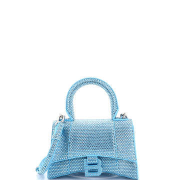 Hourglass Top Handle Bag Suede with Crystals XS