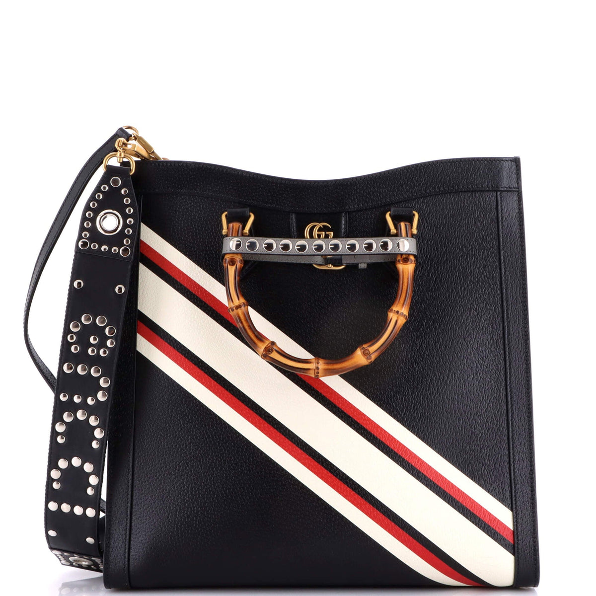 Gucci Diana NM Bamboo Handle Tote Printed Leather Large