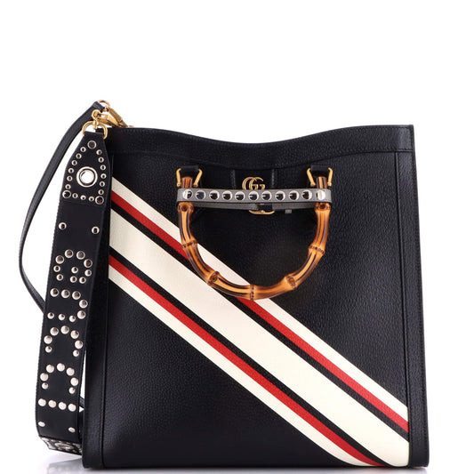 Gucci Diana NM Bamboo Handle Tote Printed Leather Large
