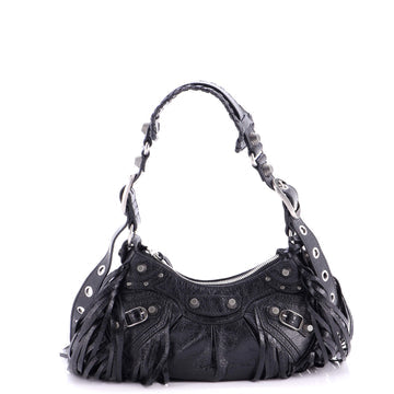 Le Cagole Giant Studs Fringe Shoulder Bag Leather XS