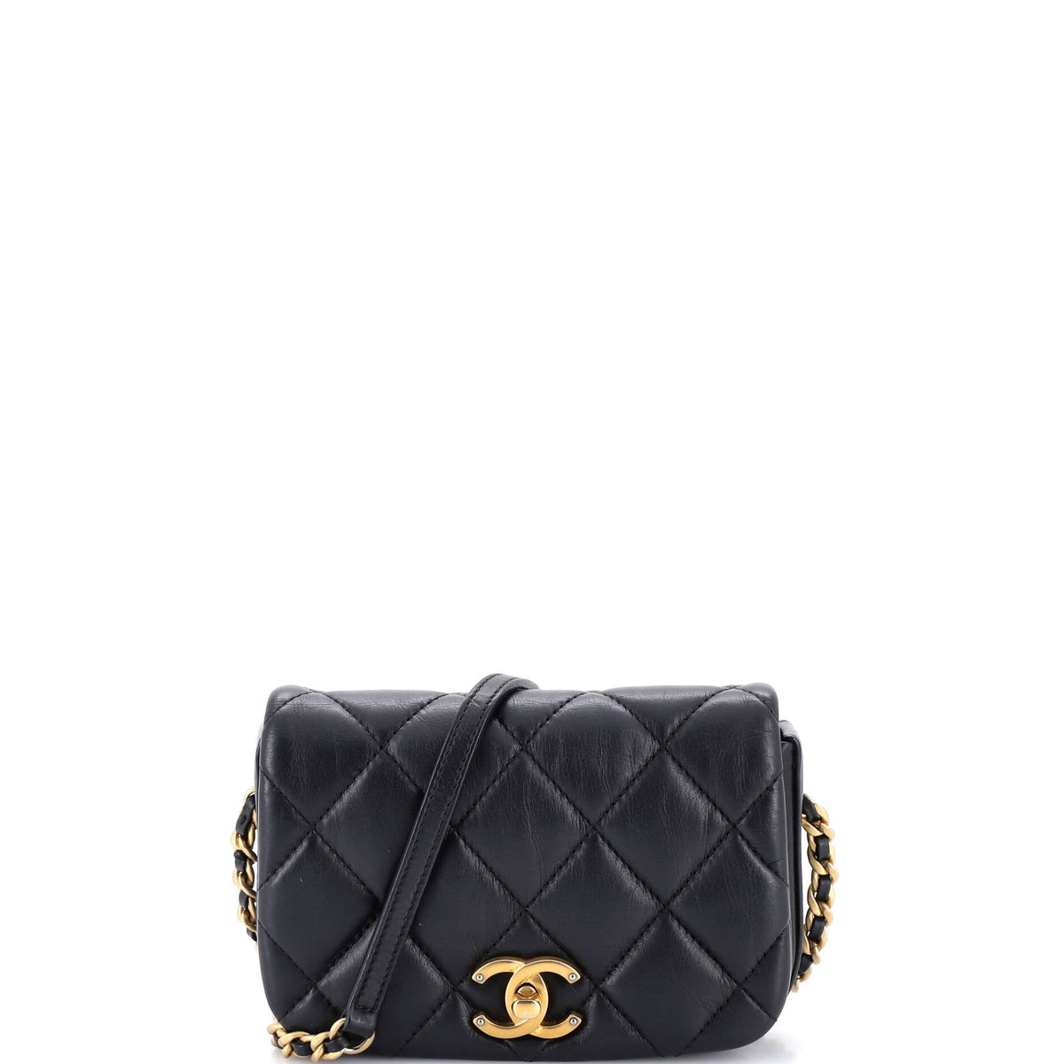 Chanel Nailed CC Full Flap Bag Quilted Calfskin Mini