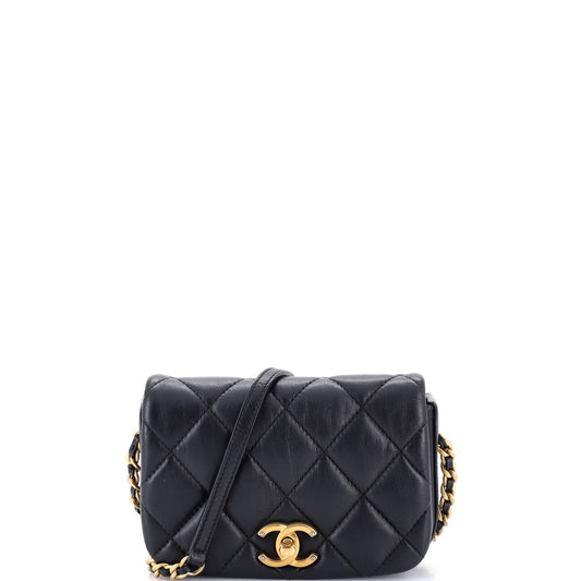 Chanel Nailed CC Full Flap Bag Quilted Calfskin Mini