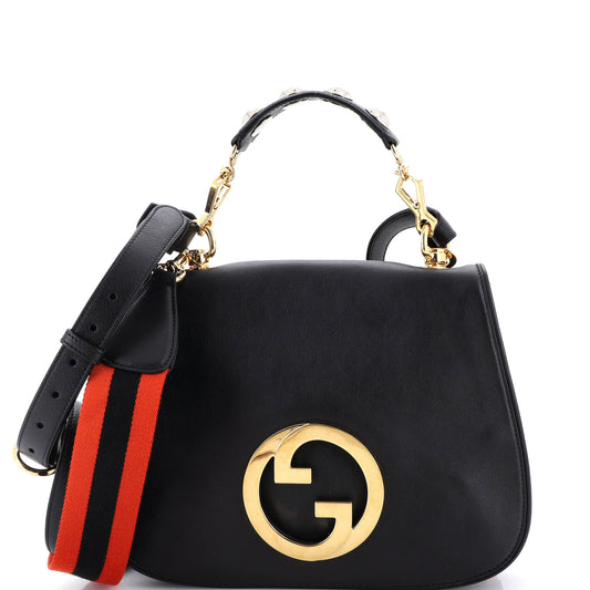 Gucci Web Blondie Shoulder Flap Bag Leather Medium