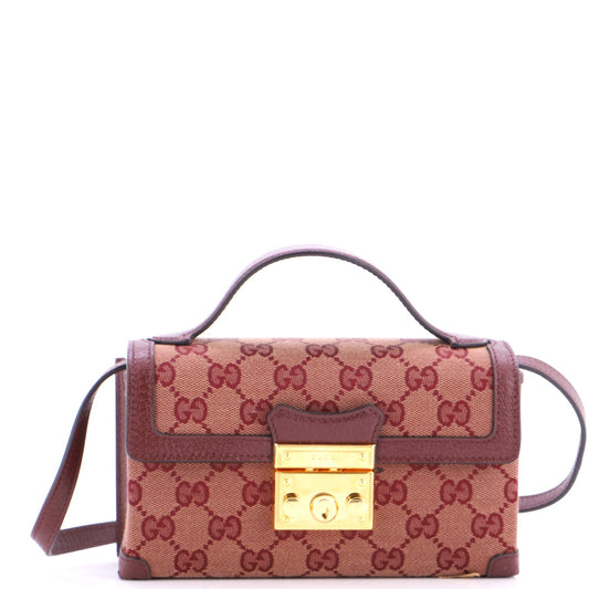 Gucci Padlock Top Handle Bag GG Canvas with Leather Mini