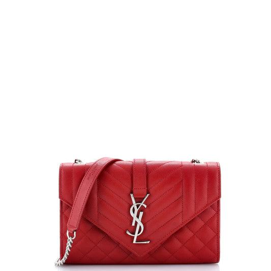 Saint Laurent Classic Monogram Envelope Satchel Mixed Matelasse Leather Small