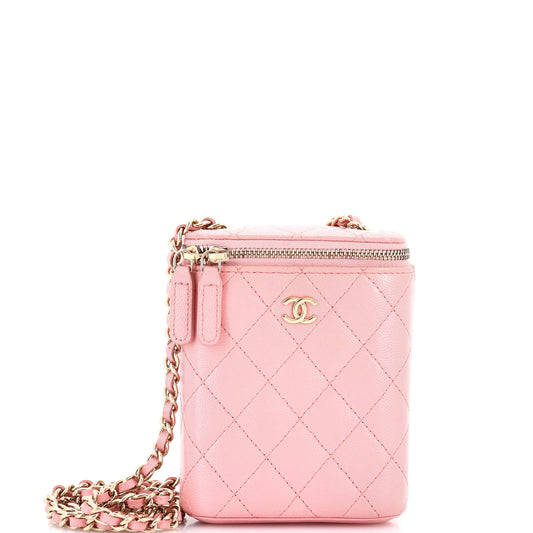 Chanel Vertical Classic Vanity Case with Chain Quilted Caviar Small