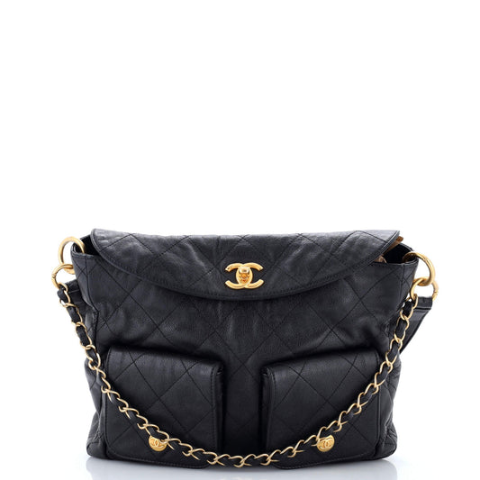 Chanel Supple Twins Hobo Quilted Caviar Large