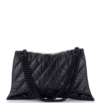 Crush Chain Flap Bag Quilted Crushed Calfskin Large