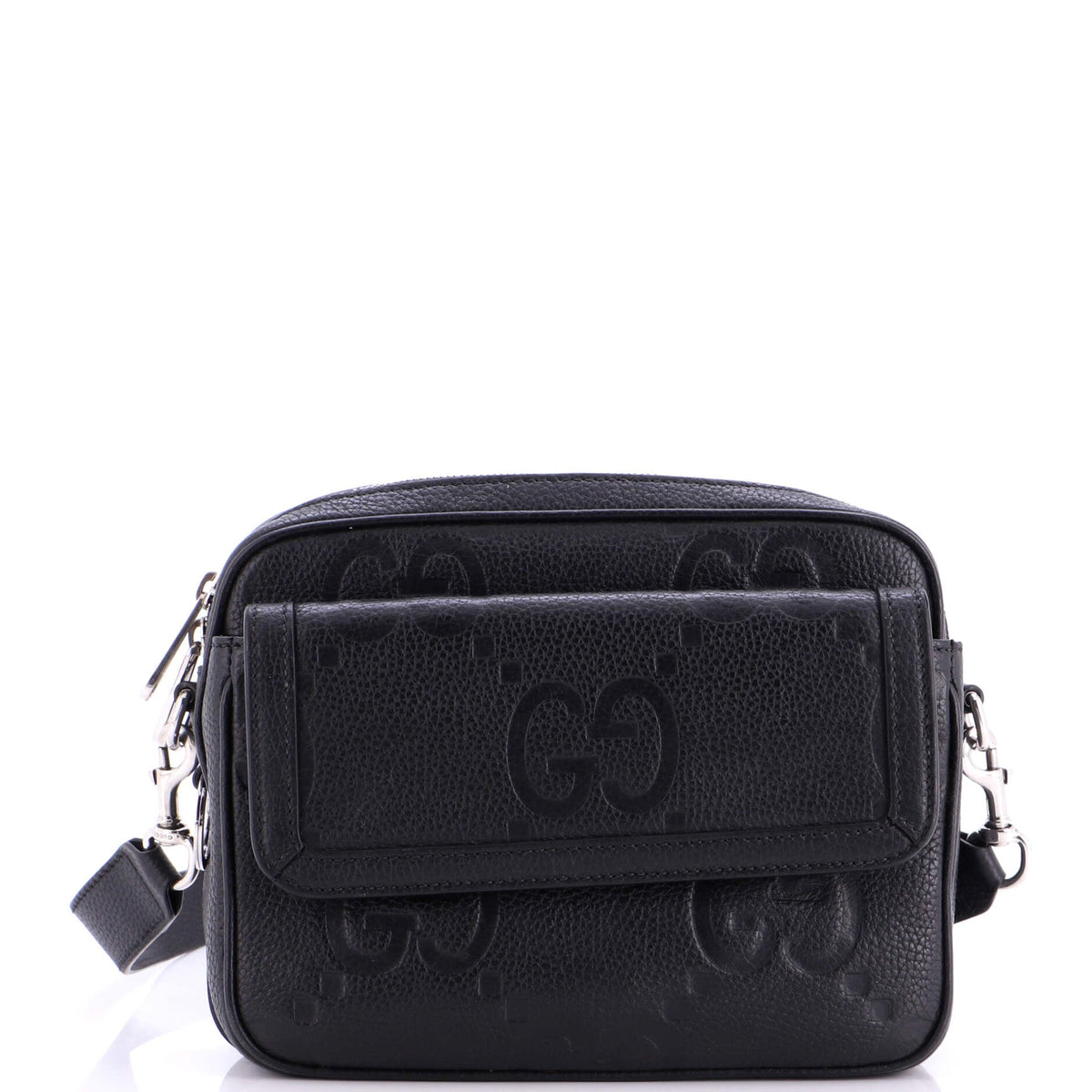 Gucci Front Pocket Crossbody Messenger Jumbo GG Embossed Leather Small
