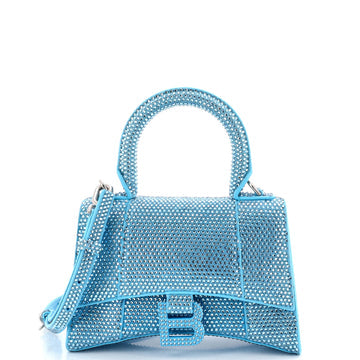 Hourglass Top Handle Bag Suede with Crystals XS