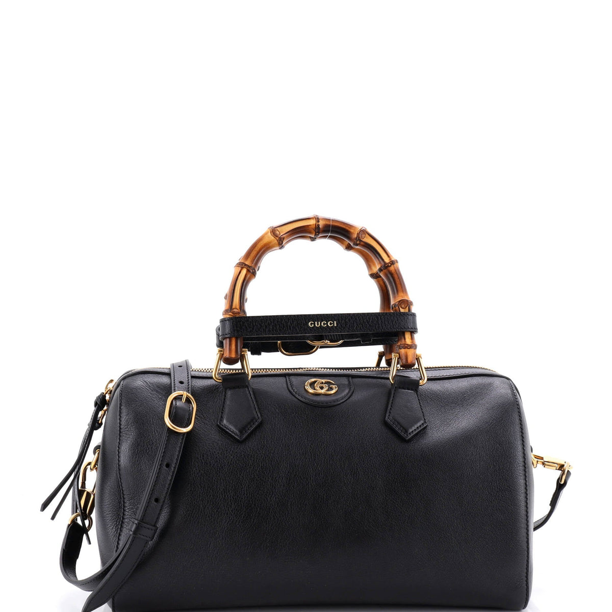 Gucci Diana NM Bamboo Handle Boston Bag Leather