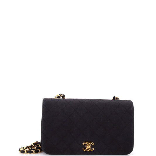 Chanel Vintage Full Flap Bag Quilted Jersey Small
