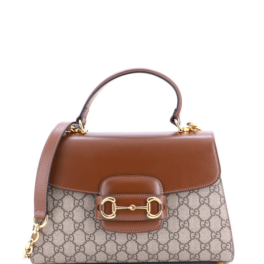 Gucci Horsebit 1955 Top Handle Flap Bag GG Coated Canvas and Leather Medium