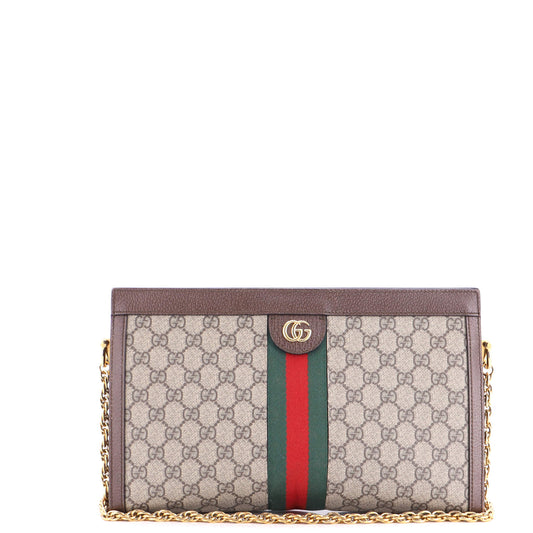 Gucci Ophidia Chain Shoulder Bag GG Coated Canvas Medium