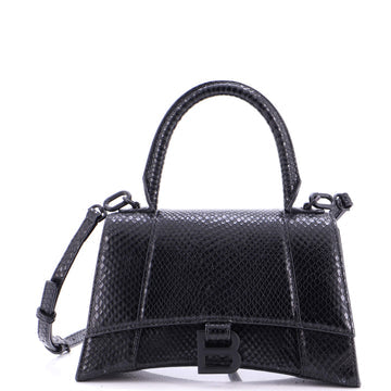 Hourglass Top Handle Bag Snakeskin Embossed Leather Small